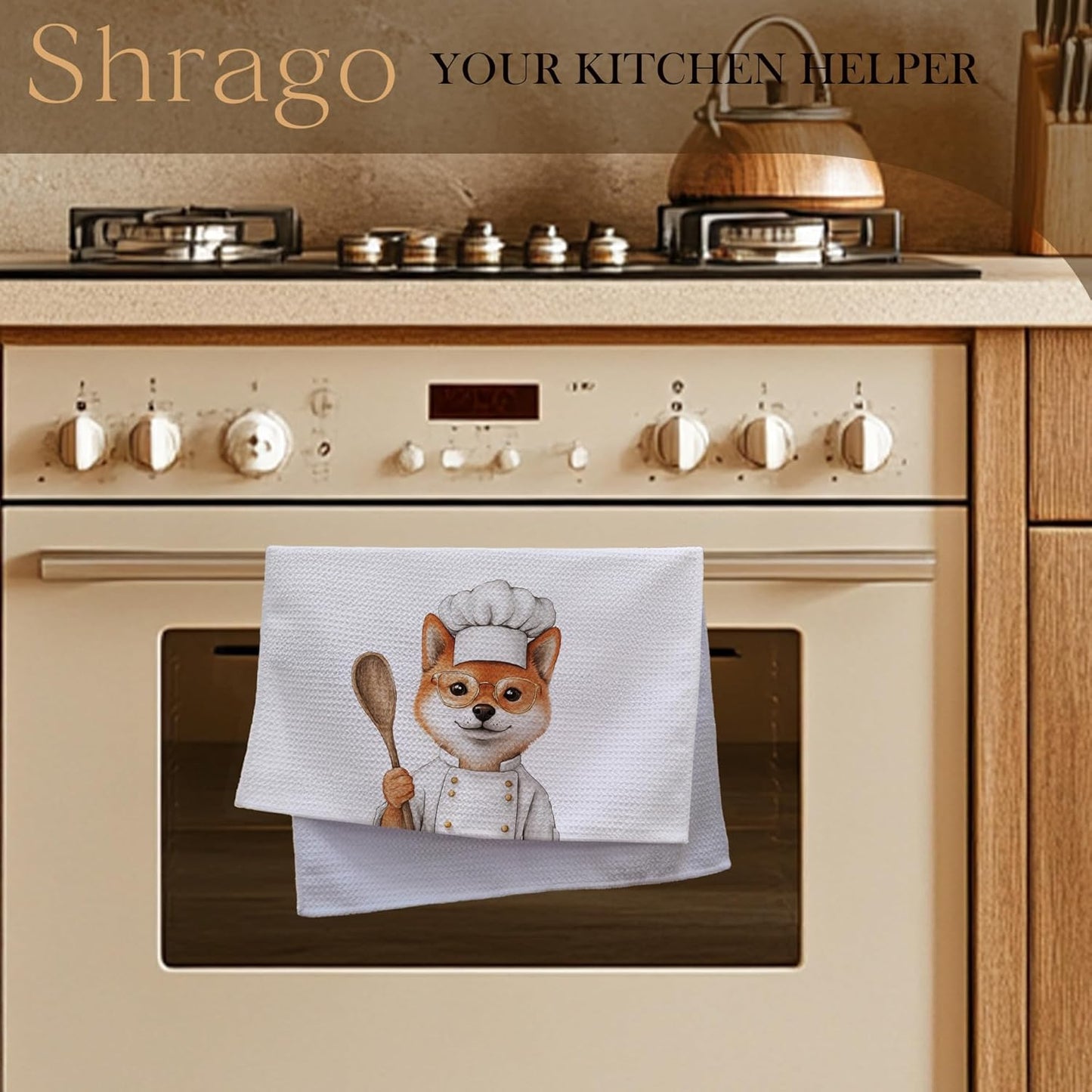 Funny Shiba Inu Dog Kitchen Towels, Shiba Inu Gifts for Women Dish Tea Towels for Kitchen, Dog Lovers Mom Dad Owner Gifts Decorative Hand Towels, 16x24 Inch