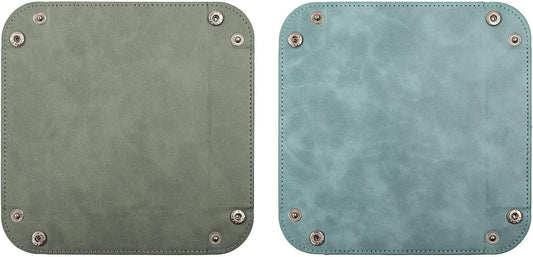 siduater Valet Tray Desktop Storage Organizer – Vegan Leather Catchall Bedside Vanity Tray Nightstand Caddy Holder for Remote Controller, Watch, Keys, Phone, Wallet, Coin, Jewelry, Stone Blue