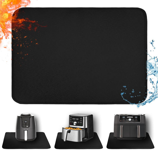 Heat Resistant Mat for Air Fryer, Countertop Protector, Fireproof Silicone Slider Mat for Appliances (Black, 16 x 24in)
