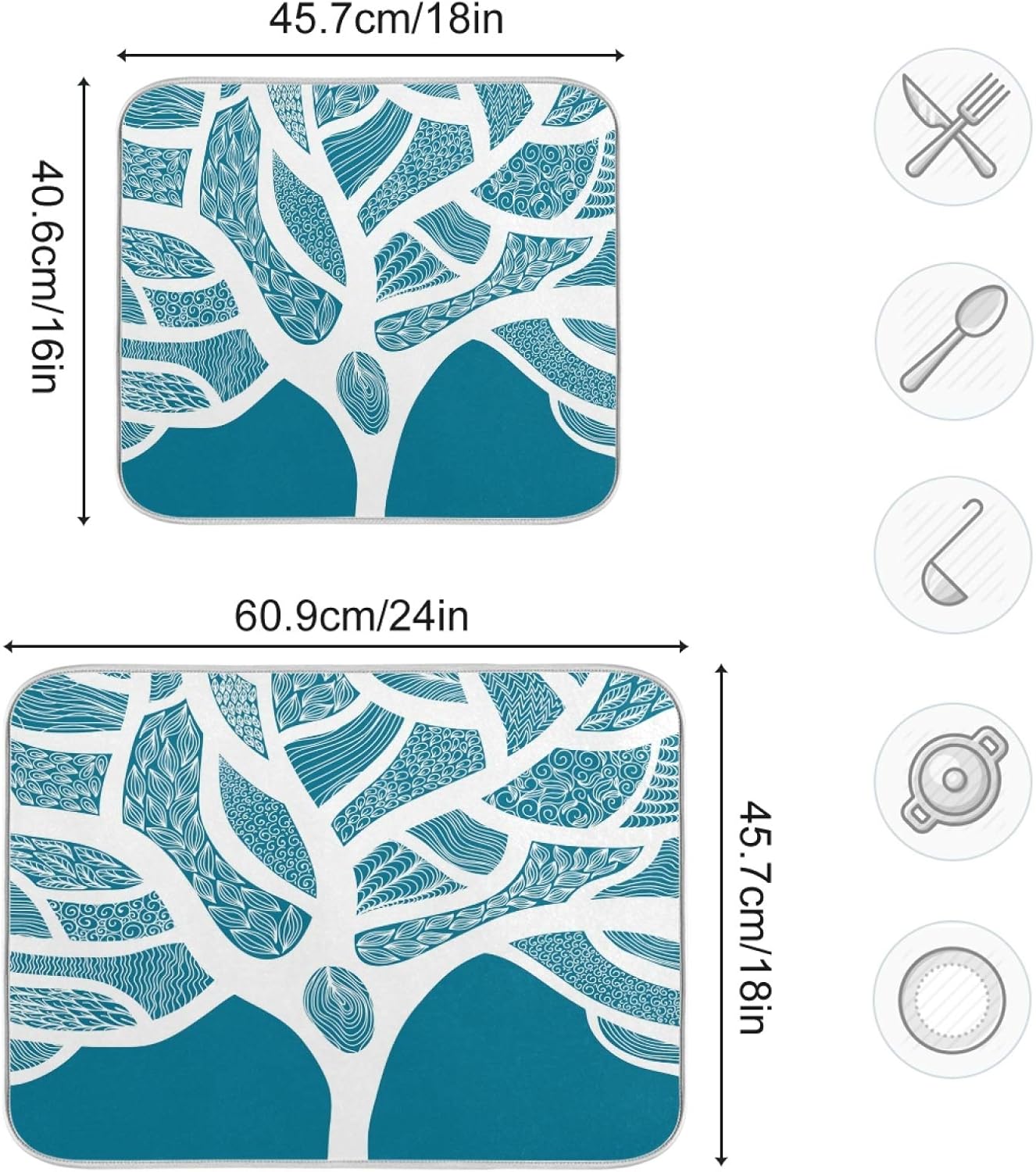 Beautiful Winter Tree Dish Drying Mats 18 x 24 Inch Super Absorbent Microfiber Dish Drainer Rack Mats Soft Heat Resistant Drying Protector Pad for Kitchen Counter Sinks Dining Table