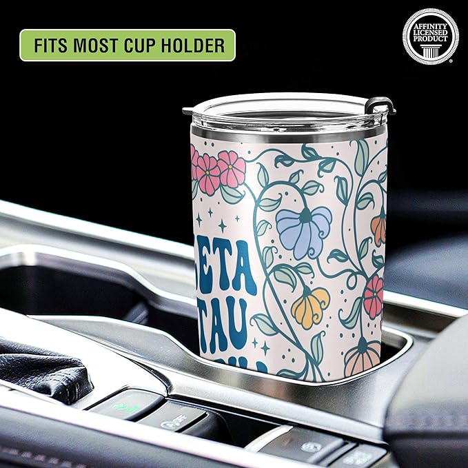 Zeta Tau Alpha Paraphernalia - Officially Licensed - 20 oz Stainless Steel Insulated Sublimation Tumbler - Flowers