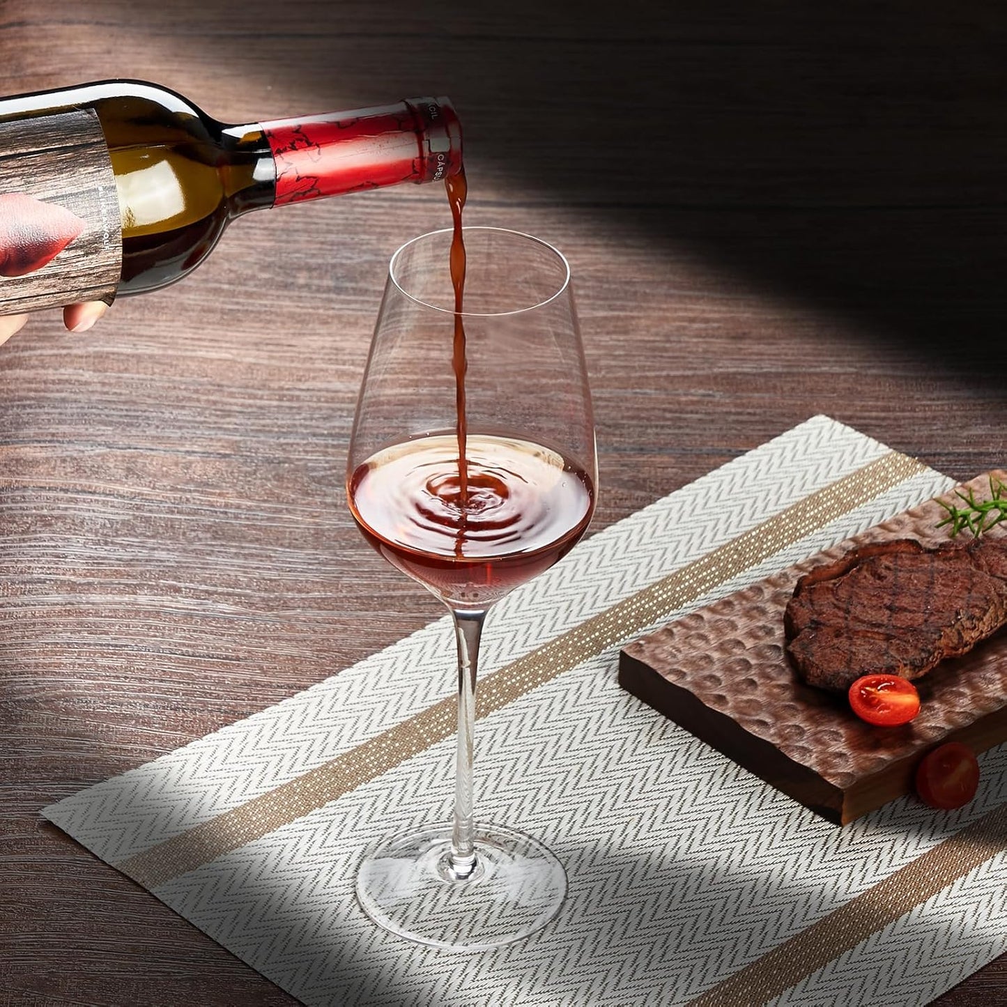 ACHEER Long Stem Crystal Bordeaux Red Wine Glasses Set of 2,Large 20 Oz, Hand Blown,Lead-Free, Clear, Crystal Wine Glass, Gift Box,-Perfect present for any Occasion,Gift for Men,Women