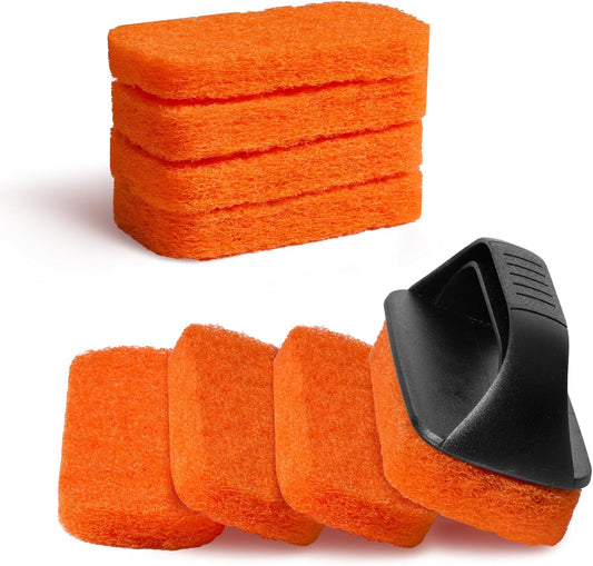 Griddle Cleaning Kit for Blackstone, Griddle Accessories with 8 Scouring Pads & 1 Handle, Multi-Functional Scrubber Pads, Easy to Use & Clean (9 PCS)