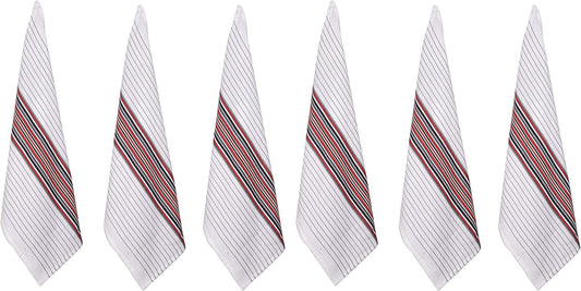 Urban Villa Kitchen Towels, Premium Quality, Cotton Dish Towels,Mitered Corners,Ultra Soft (Size: 20X30 in), White Waffle Stripes, Highly Absorbent Bar Towels & Tea Towels - (Set of 6)