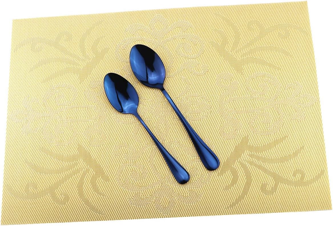 Gugrida 20-Piece Mirror Polished Reusable Utensils Vitalt Healthy & Eco-Friendly Stainless Steel Blue Flatware Tableware Dinnerware Set, Shiny Cutlery Knife Fork Spoon Set, Service for 4