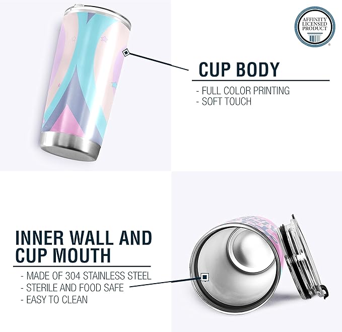 Zeta Tau Alpha Paraphernalia Officially Licensed - 20 oz Stainless Steel Insulated Sublimation Tumbler - Colorful Heart