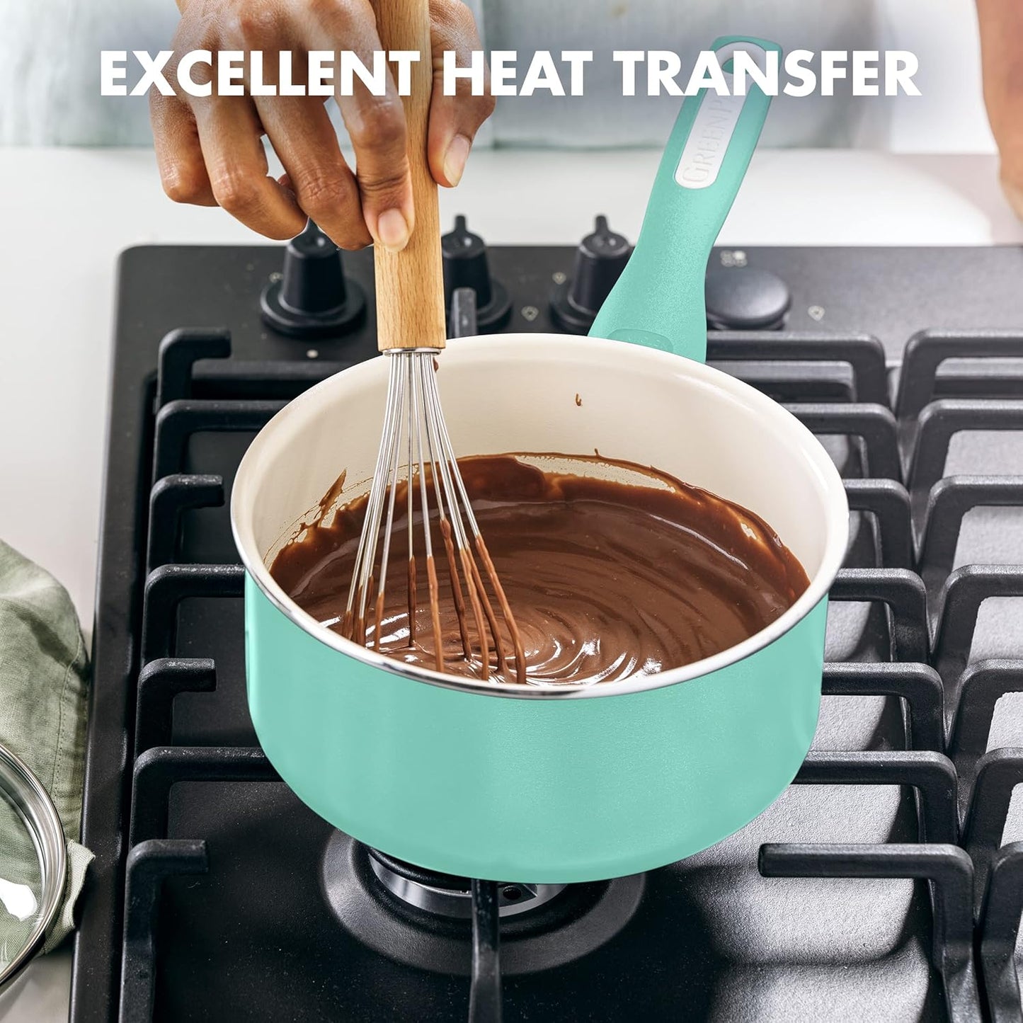 GreenPan Rio Healthy Ceramic Nonstick 2QT Saucepan with Lid, PFAS-Free, Dishwasher Safe, Turquoise