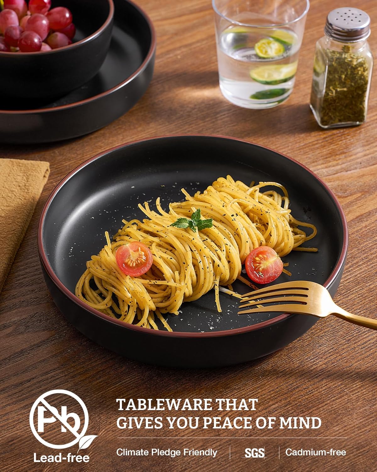 famiware Mercury Pasta Bowls Set of 8, 33 oz Large Salad Bowls, Ceramic Pasta Plates Bowls, Serving Bowls for Kitchen, Microwave & Dishwasher Safe, Multi-color