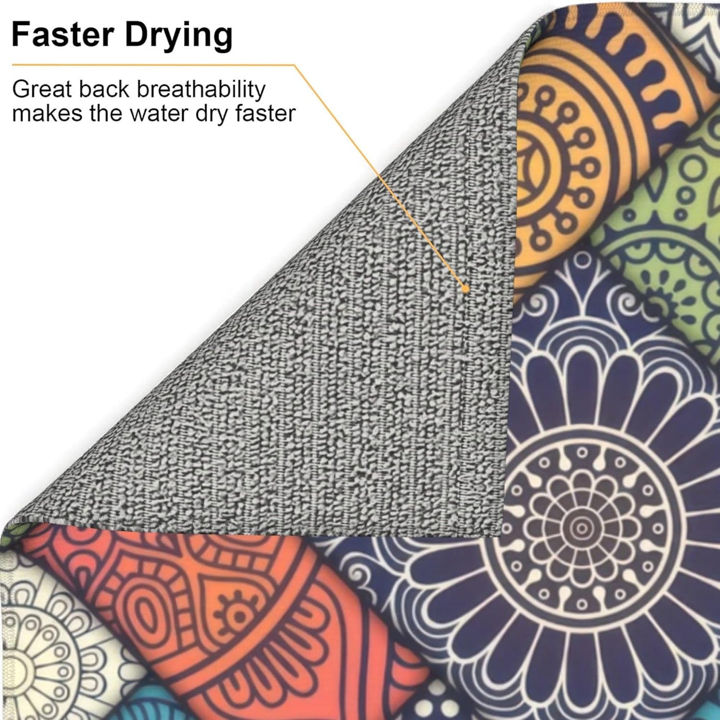 Retro Boho Dish Drying Mat 16x18 Inch, Microfiber Absorbent Fast Dry Mat Mandala Large Dish Mat Drying Kitchen Mat, Kitchen Drying Pad for Kitchen Counter Coffee Bar Decor Gifts