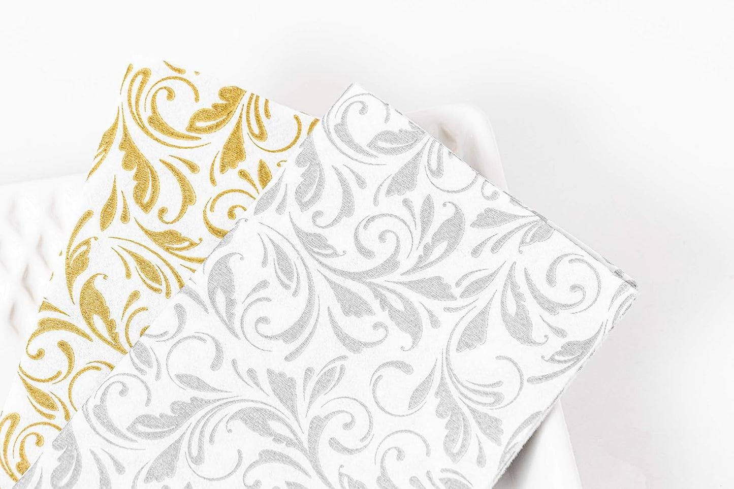 AMERICAN HOMESTEAD Paper Napkins - Gold Leaf Disposable Linen-Like Dinner Napkins - Restaurant-Quality Table Serviettes for Weddings, Parties, and Events - 15.75" x 15.75" - 50 Count