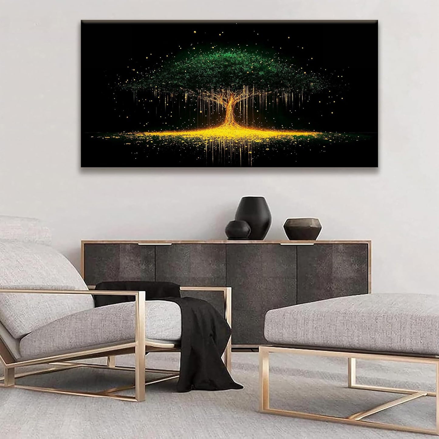 Tsomzxng Black Abstract Wall Art For Living Room Canvas Art Wall Decor Print Modern Gold Tree Wall Art Landscape Painting Picture For Bedroom Office Apartment Hotel Home Decoration 24 X 48 In