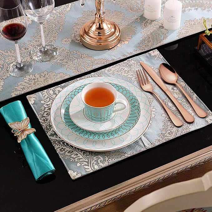 LIANYU Copper Silverware Flatware Set, 20 Piece Stainless Steel Cutlery Set for 4, Mirror Finish, Ideal for Home Hotel Wedding Festival Party, Dishwasher Safe