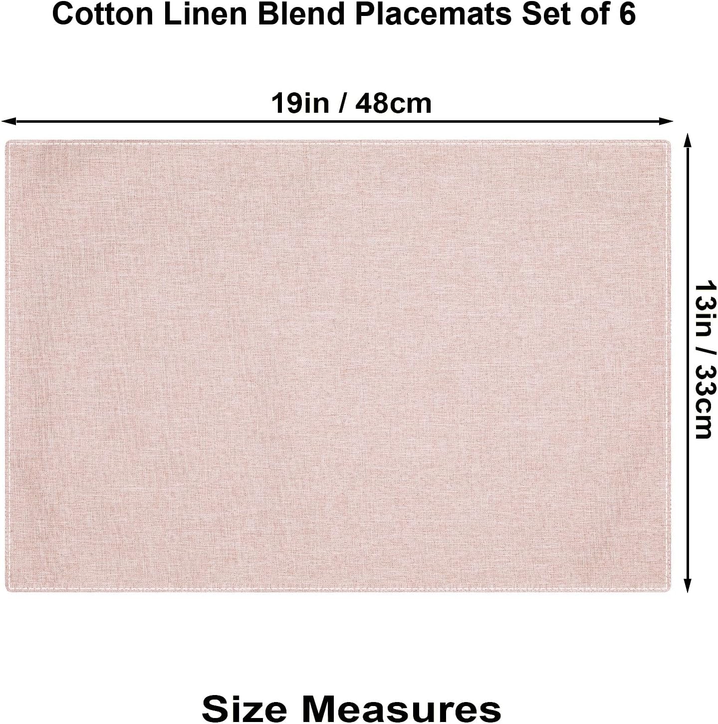 Cloth Placemats Set of 6, Cotton Linen Blend Machine Washable Double Layered Durable Place Mats Heat Resistant Placemats Wrinkle Free Thick Fabric Dining Table Mats (Light Linen, 6)