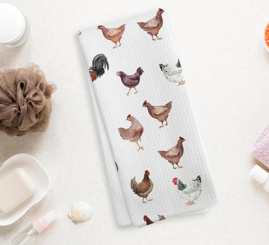 Chicken Kitchen Towels and Dishcloths, Rooster Decorative Towels, 1624 Inches