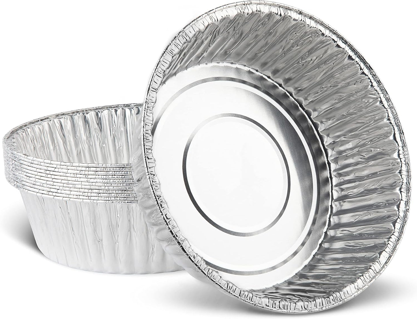 PLASTICPRO 10'' Inch Round Tin Foil Pans Disposable Aluminum, Extra Deep Freezer & Oven Safe - For Baking, Cooking, Storage, Roasting, & Reheating, Pack of 10