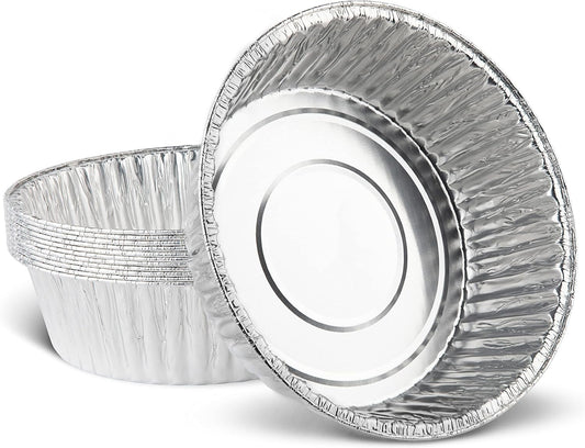 PLASTICPRO 10'' Inch Round Tin Foil Pans Disposable Aluminum, Extra Deep Freezer & Oven Safe - For Baking, Cooking, Storage, Roasting, & Reheating, Pack of 10