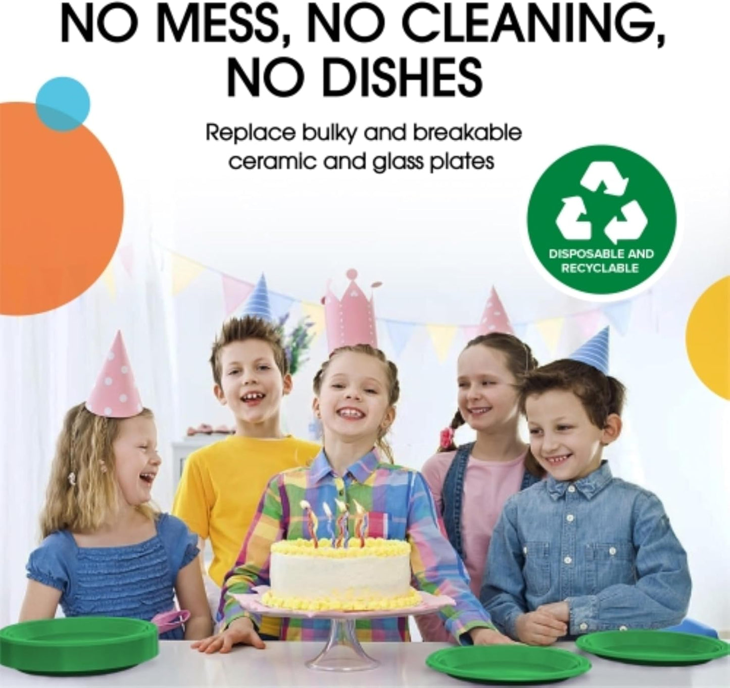 Exquisite Party Solids Green Plastic Plates For Party Supplies 9" Green Disposable Plates Heavy Duty 50 Pcs Plastic Dinnerware Sets Heavy Duty 350 GSM Disposable Dinnerware Set