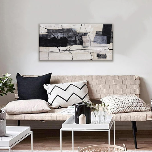 Black And White Abstract Wall Art Small Size Home Decor Artwork abstract wall decor Modern Minimalist Canvas Art Wall Decor Bedroom Office Wall Decor 20"X40"