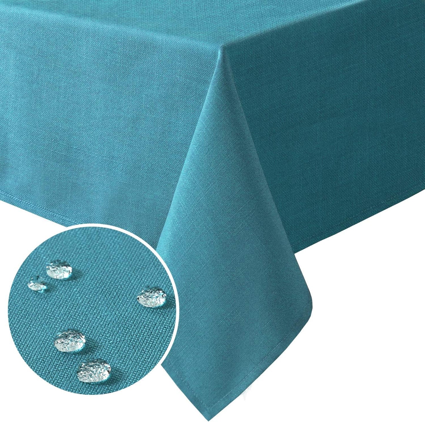 H.VERSAILTEX Linen Textured Table Cloths 60 x 84 Inch Premium Solid Tablecloth Spill-Proof Waterproof Table Cover for Dining Buffet Feature Extra Soft and Thick Fabric Wrinkle Free, Teal