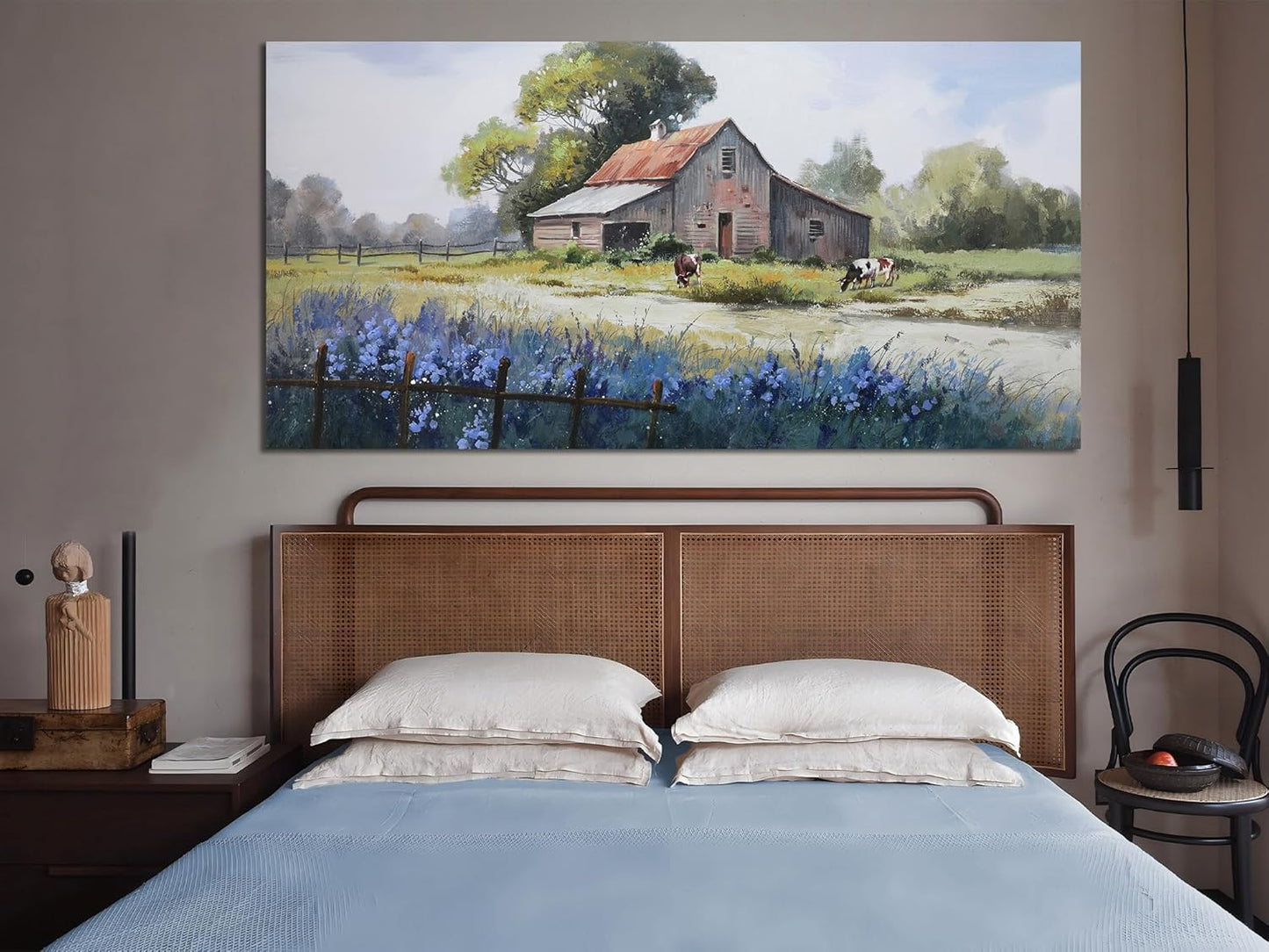 Ardemy Farmhouse Barn Canvas Wall Art for Living Room Large Farm Cow Pictures Paintings Wall Decor Vintage Artwork Bedroom Dining Room Home Office,48"x24"