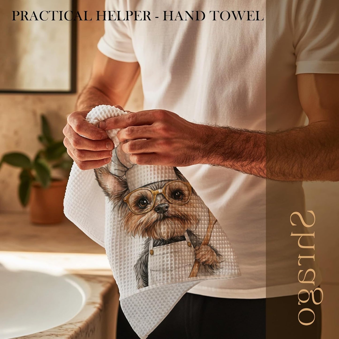 Funny Yorkshire Terrier Chef Kitchen Towels, Gifts for Dog Lovers Dish Tea Towels for Kitchen, Chef Gifts for Men Women Decorative Hand Towel, 16x24 Inch