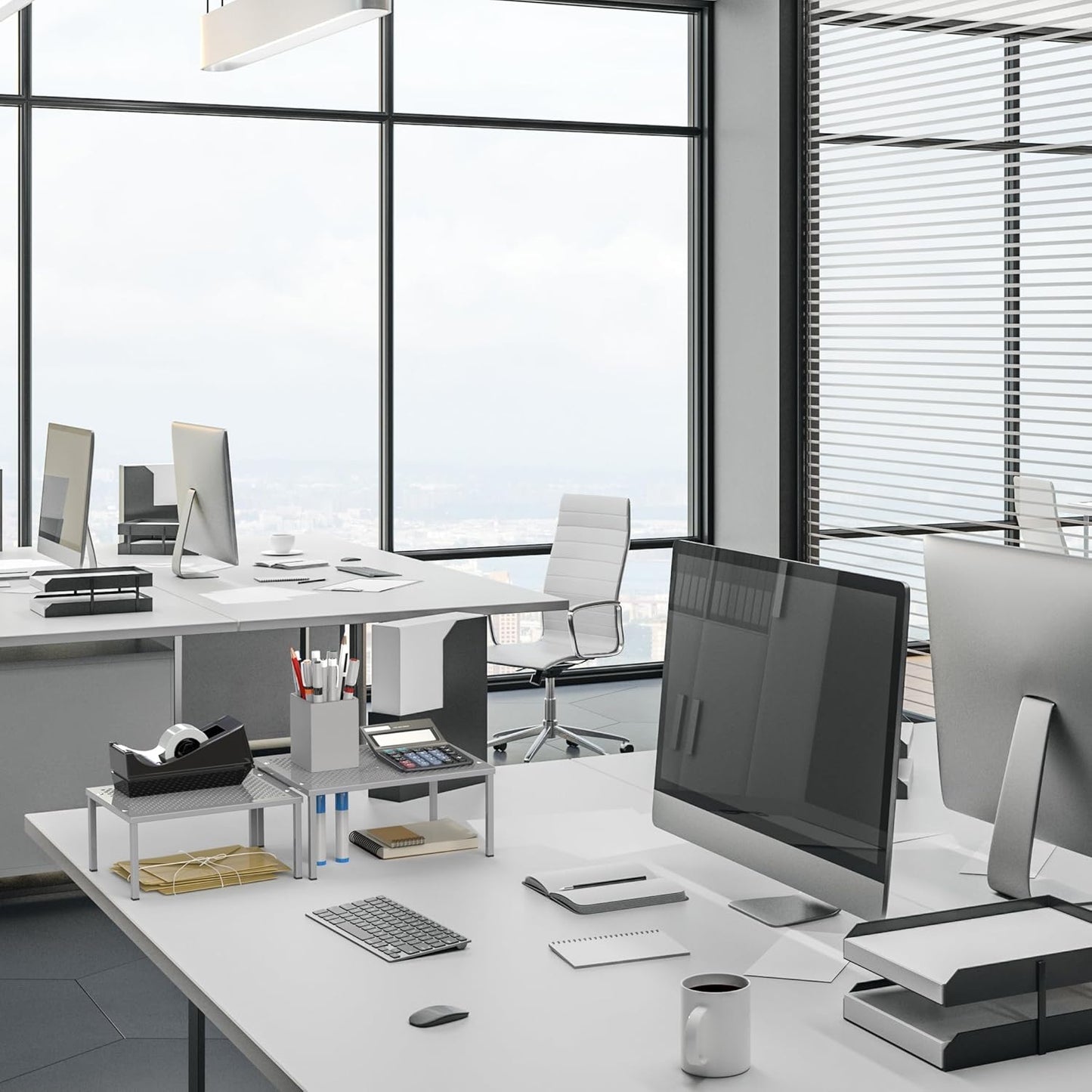 Simple Houseware Metal Top Expandable Stackable Kitchen Cabinet and Counter Shelf Organizer, Silver