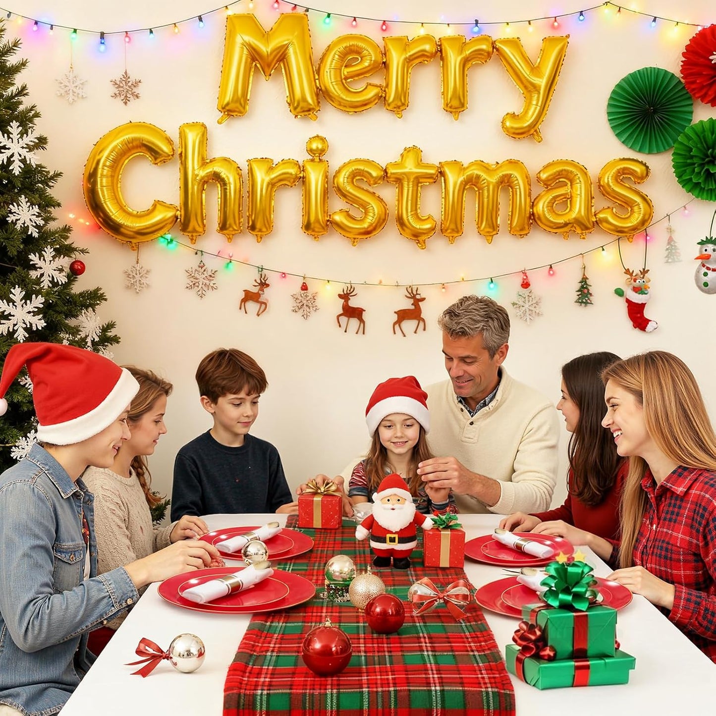 KIRE 350PCS Red Plastic Plates - Heavy Duty Red Plates Disposable - 50Guest Christmas Dinnerware Include 50Dinner Plate,50Dessert Plate,50Pre Rolled Napkins with Silverware for Christmas&Party