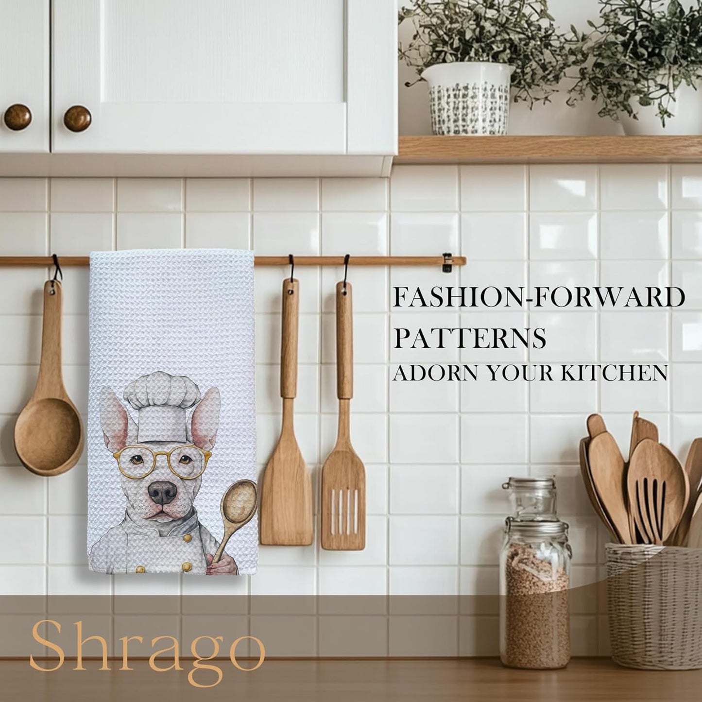 Funny Bull Terrier Dog Kitchen Towels, Bull Terrier Gifts for Women Dish Tea Towels for Kitchen, Dog Lovers Mom Dad Owner Gifts Decorative Hand Towels, 16x24 Inch