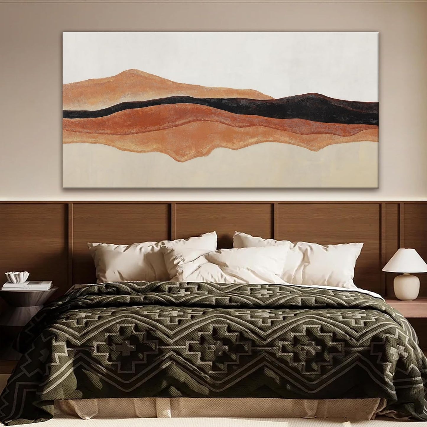 QSQ Large Abstract Wall Art For Living Room Decor Red Brown White Wall Art Painting Prints Minimalist Abstract Art Modern Canvas Art Wall Decor Pictures For Bedroom Kitchen Office 29" × 58"