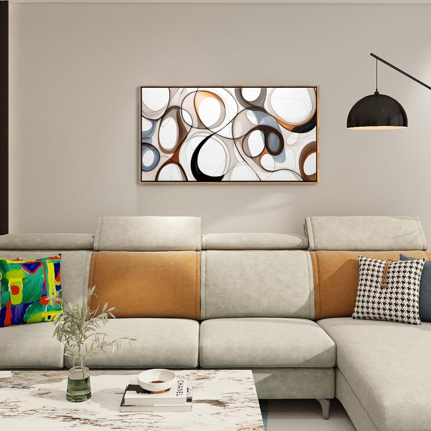 Abstract Canvas Wall Art - Framed Wall Art for Living Room Modern Minimalist artwork, Wood Decor, Bedroom Decorations, Kitchen & office Wall Art Prints 20×40