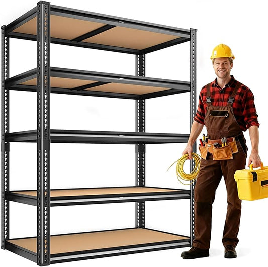 2050LBS Storage Shelves Heavy Duty 5 Tier Garage Storage Shelving, Adjustable Metal Shelving Unit Utility Rack Shelf for Warehouse, Pantry, Closet, Kitchen 72" H x 35.56" W x 16" D, Black