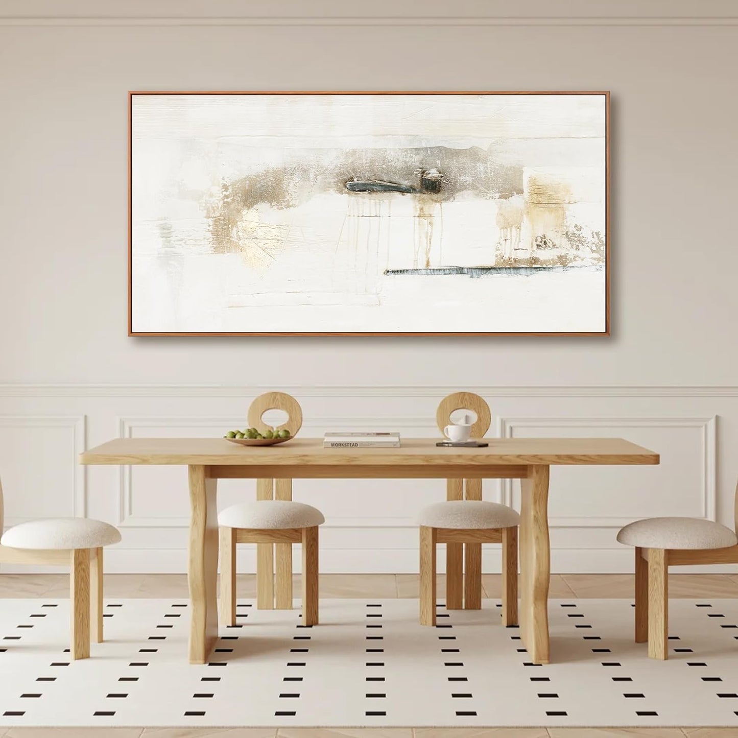 Framed Abstract Canvas Wall Art - Modern Decor, Maximalist & Minimalist Multicolor Graffiti Artwork for Living Room, Bedroom, Kitchen & Office - Ready to Hang - 24x48 Inch