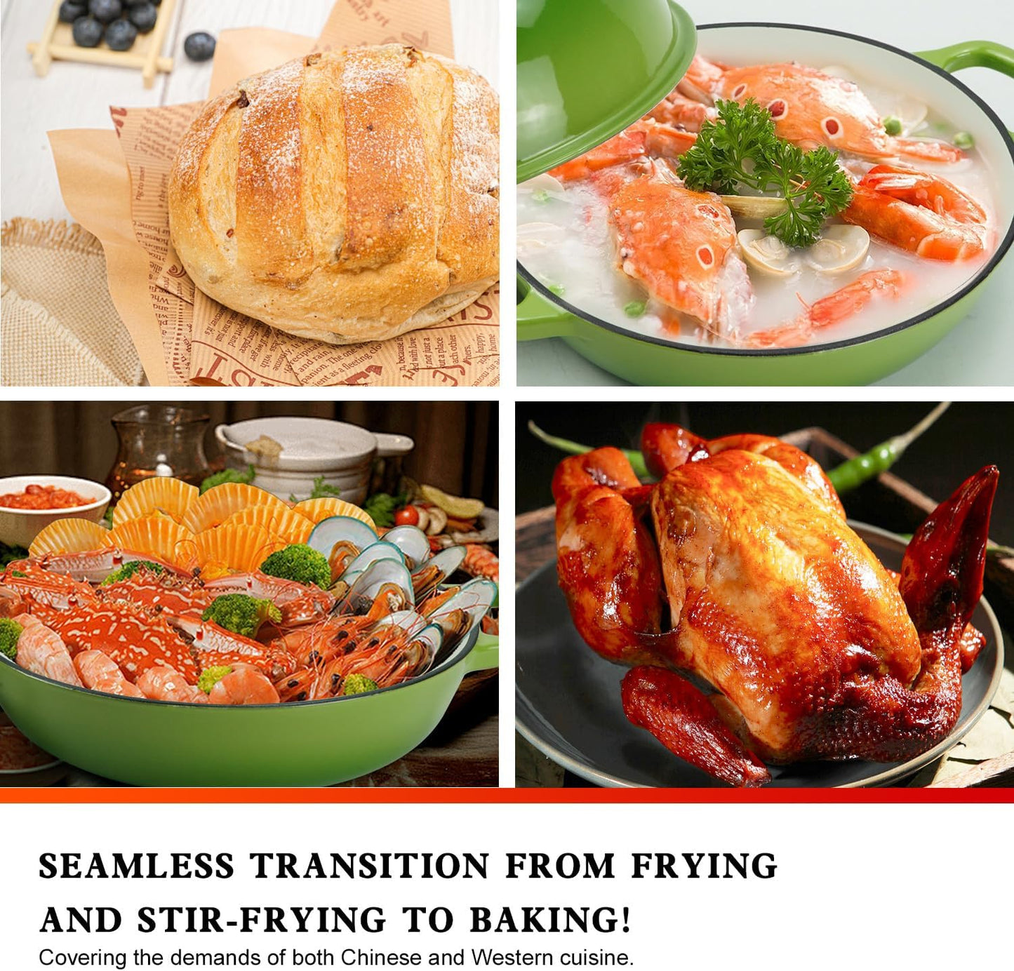 DVK Dutch Oven Pot with Lid for Sourdough Bread Baking Enameled 6 Qt Cast Iron Dutch Oven for Resistant Stovetop and Oven Safe