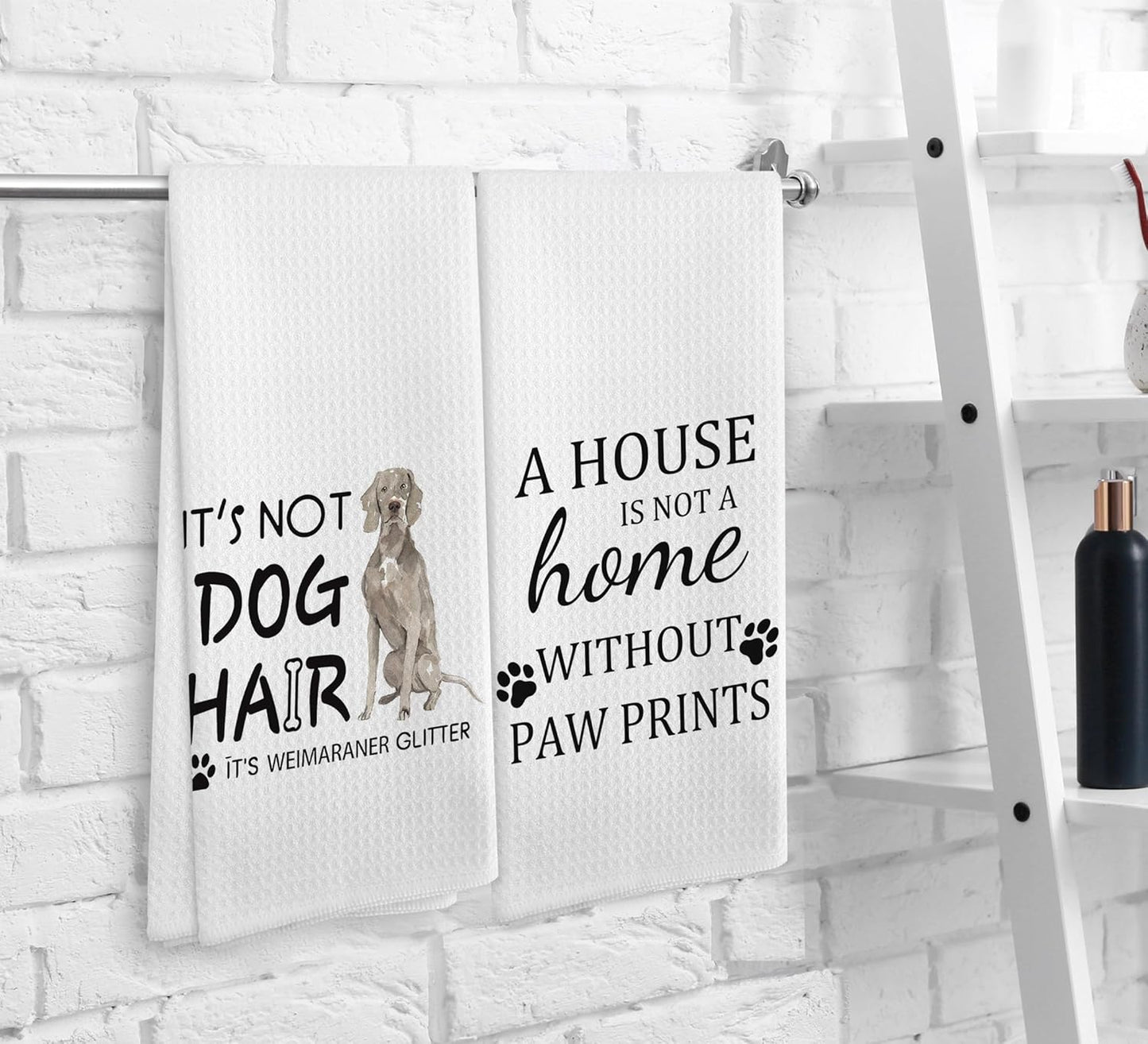 Weimaraner Towel Set - 2 Dog Kitchen Towels & Dishcloths, 1624 Inches