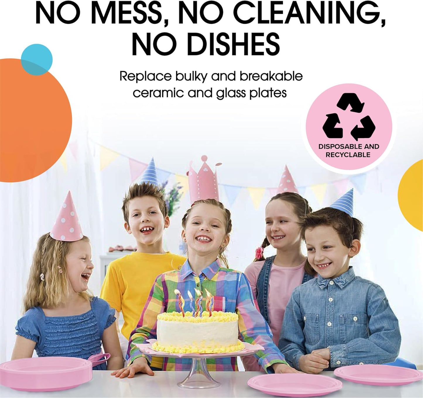 Exquisite Party Solids Pink Plastic Plates For Party Supplies 7" Pink Disposable Plates Heavy Duty 50 Pcs Plastic Dinnerware Sets Heavy Duty 350 GSM Disposable Dinnerware Set