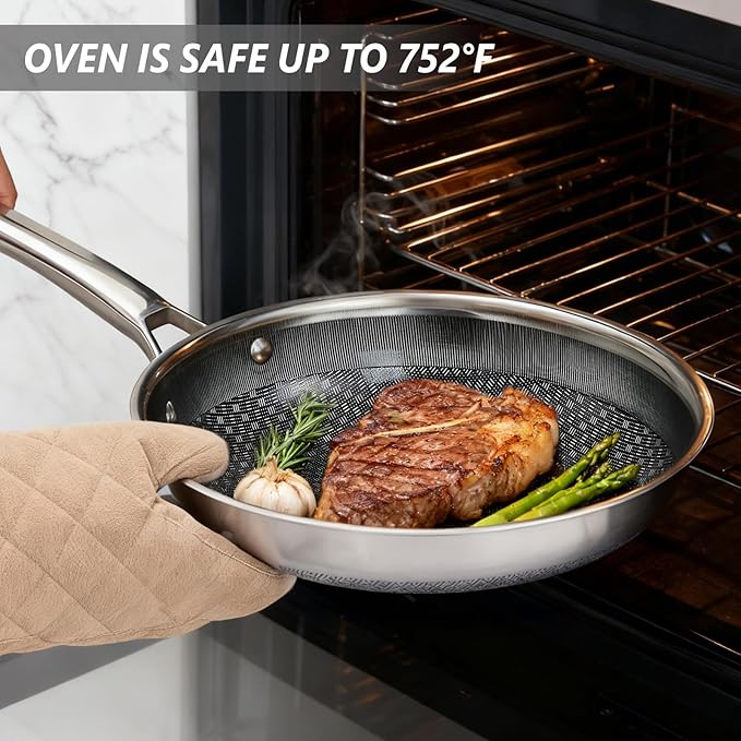 Bonnlo 11 Pieces Cookware Set, 3-Ply Stainless Steel Pots and Pans Set with Lids, Non-Toxic Kitchen Set, Oven & Dishwasher Safe, Induction Cooking Set, PFOA & PTFE Free (10 Nonstick Set)