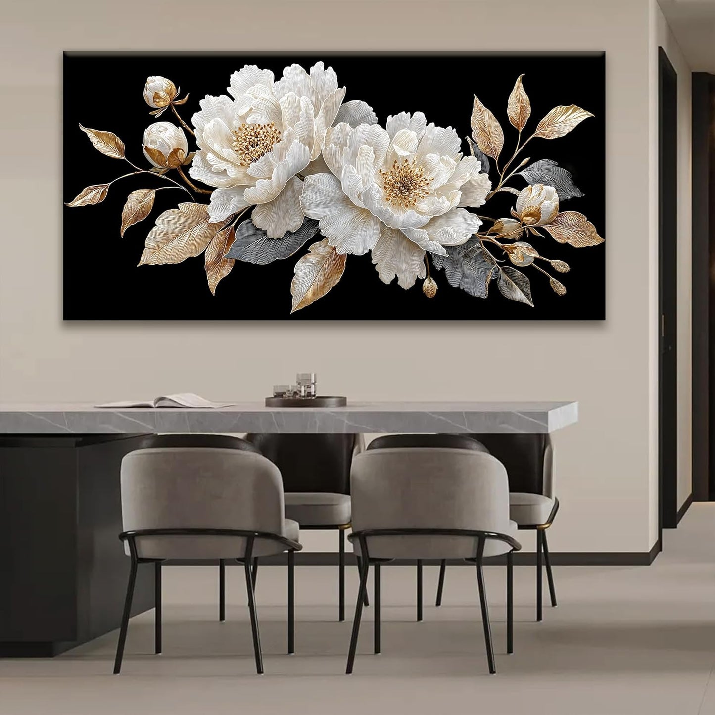 Large Wall Art Living Room Artwork Elegant White Flower Picture Canvas Art Wall Decor For Bedroom Office Kitchen Modern Home Wall Decor 29x58 Inch Ready To Hang