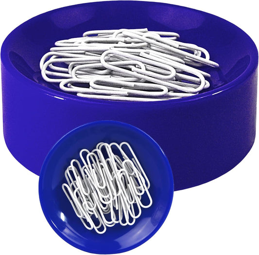 Clipwell Magnetic Paper Clip Holder - Easy Toss & Pick-Up - Holds Various Metal Parts - Powerful Sweep-Up Magnet - Ideal Locker Accessory & Home & Office Organizer - Blue