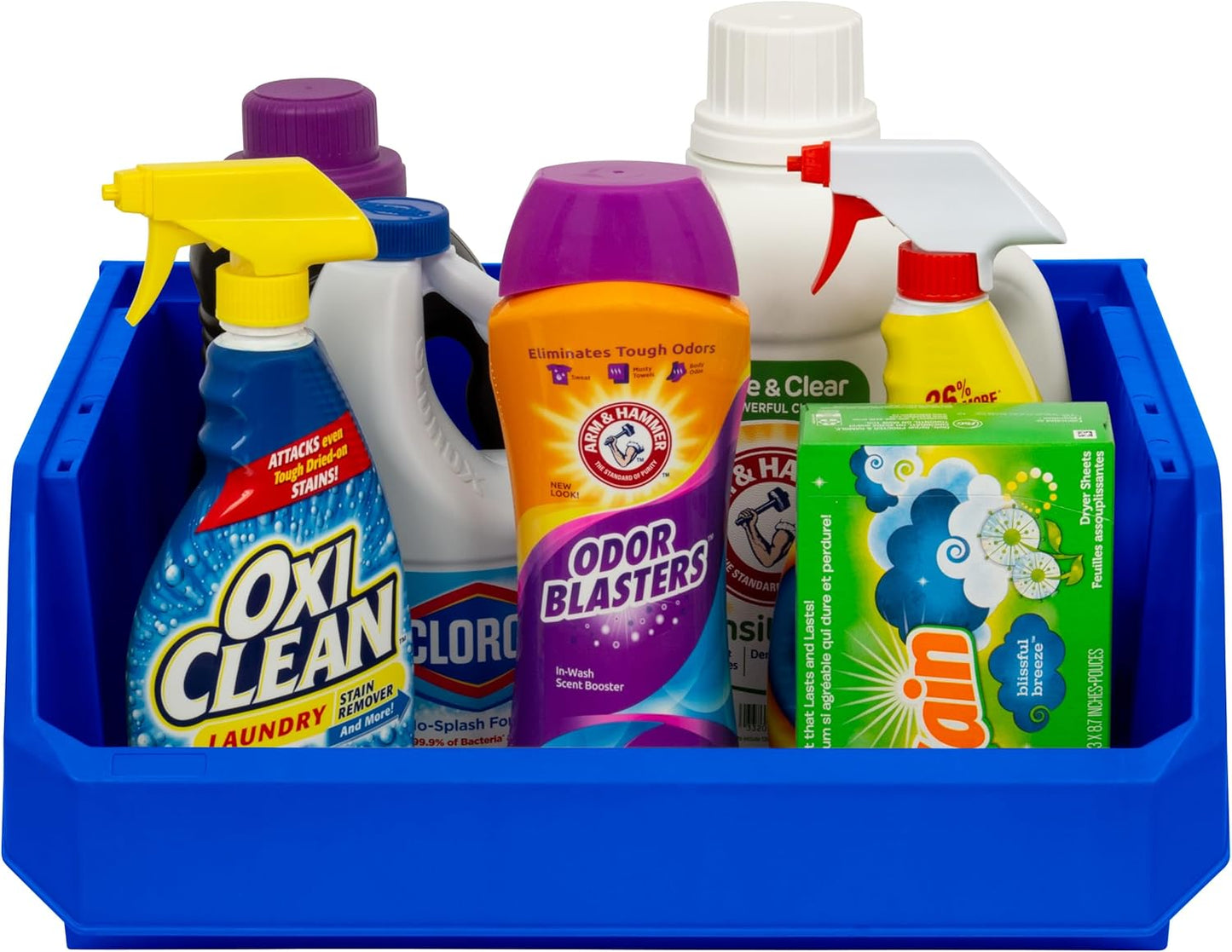 Plastic Containers for Organizing and Storage Bins for Closet, Kitchen, Office, Garage or Pantry Organization, Stackable Bins, Extra Large (14.8" x 16.5" x 7"), 4-Pack, Blue