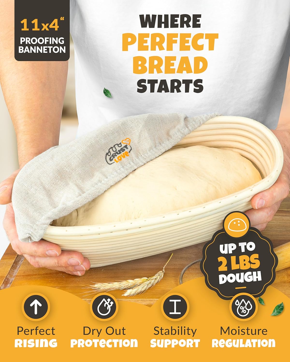 Rectangular Cast Iron Dutch Oven for Bread Baking - incl. Sourdough Bread-Baking Supplies - 3.2QT Bread-Pan for Homemade-Bread, Sour dough Bread-Pans with Lid, Bread-Oven, Bread-Baking-Pan