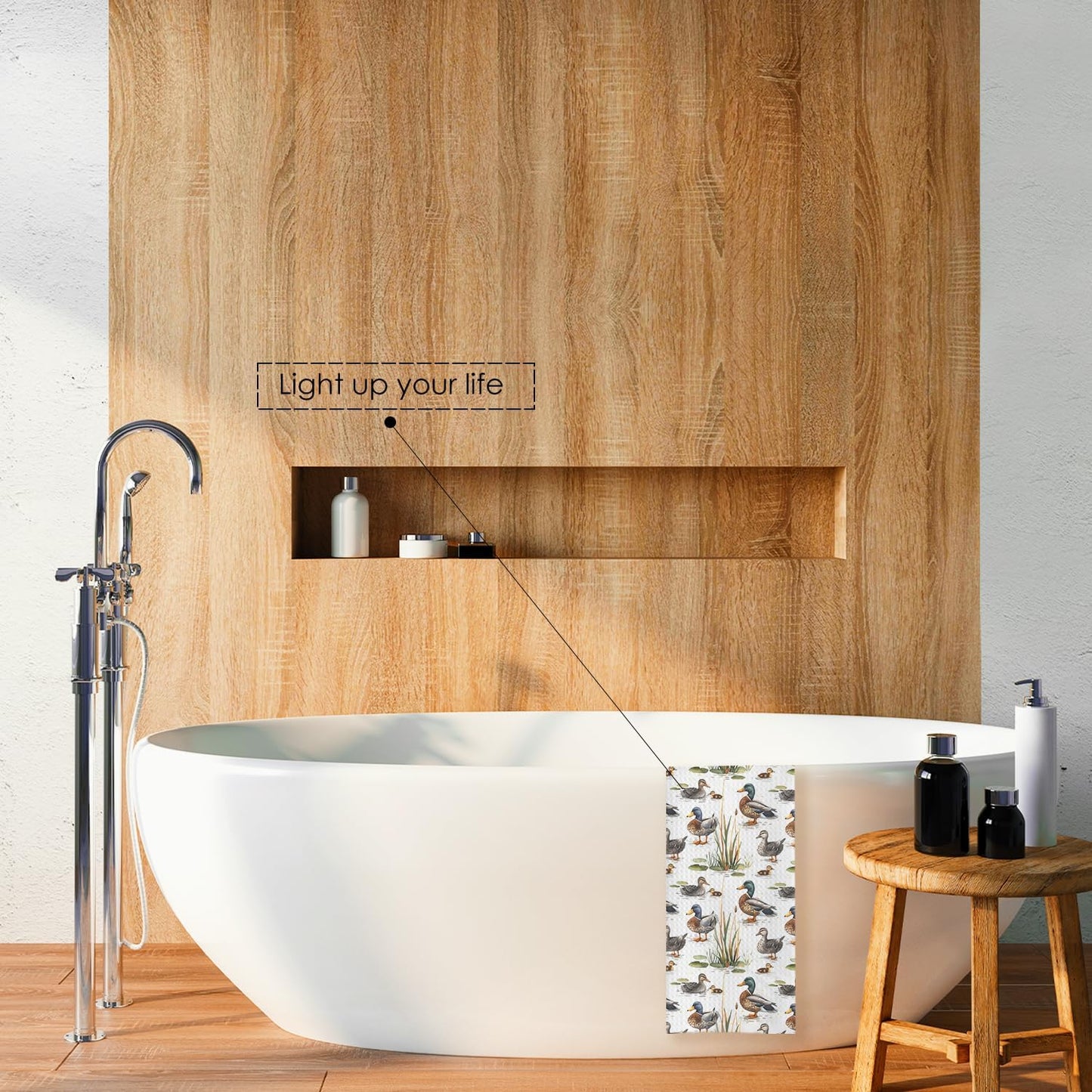 Rustic Botanical Mallard Duck Kitchen Towels, Duck Lover Gifts Decorative Hand Towels for Bathroom, Farm Animal Decor Dish Tea Towels for Kitchen Decor, 16x24 Inches