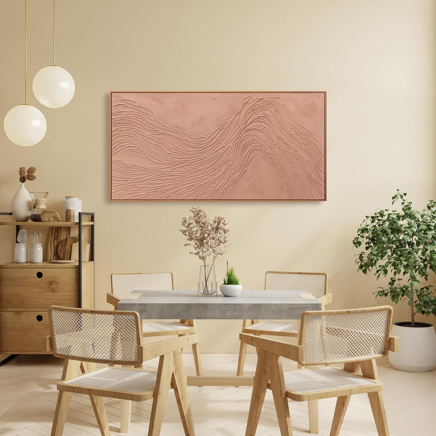 Framed Wall Art Abstract Canvas Hand Painted Wall Decor Artwork Reddish Brown Variational Texture Minimalist Modern Art For Living Room Bedroom Dining Room Home Office Decor 20x40 Inch