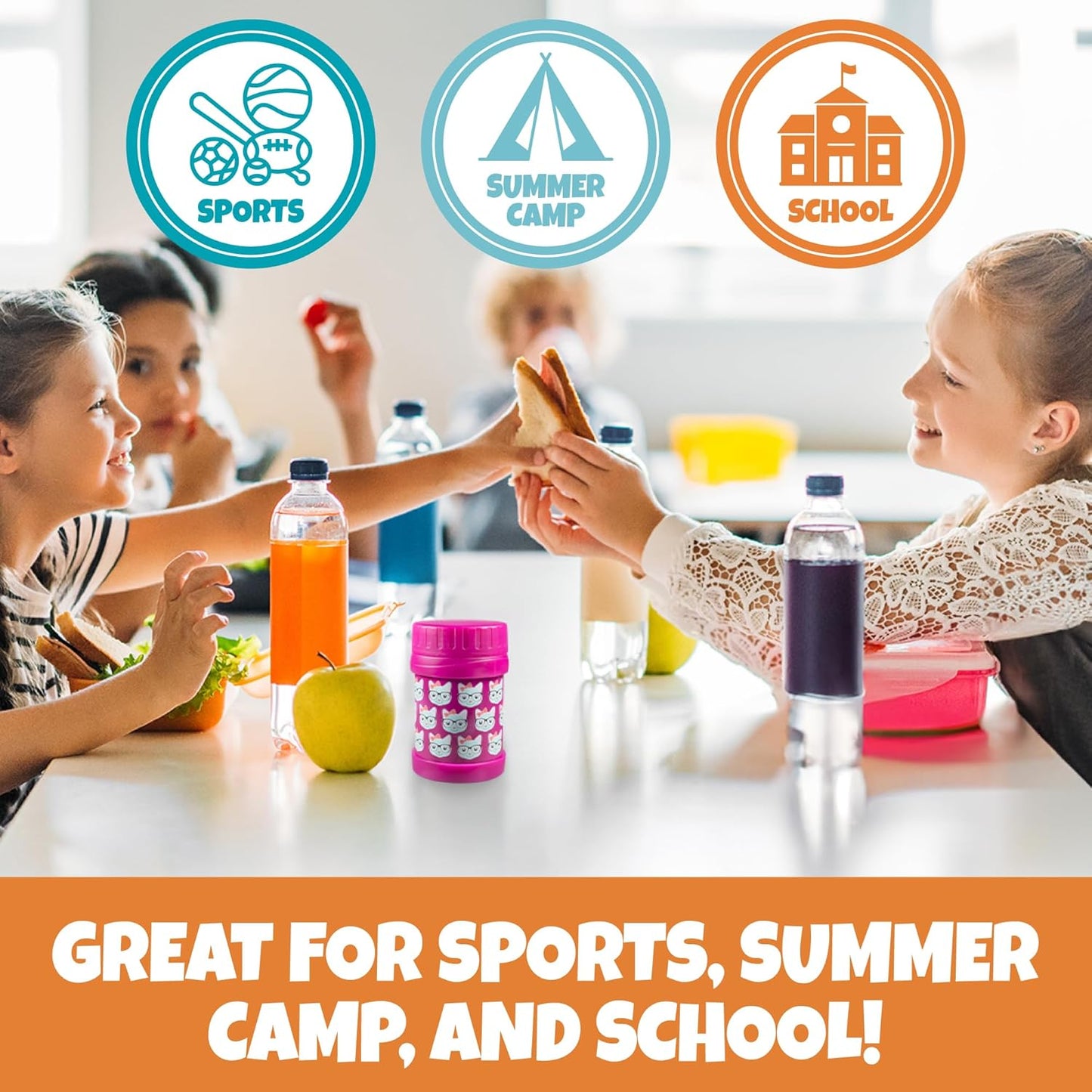 Bentology Insulated 13oz Food Jar for Kids- Hot or Cold Food, Soups, Liquids, Noodles - Wide Mouth Stainless Steel Container & BPA Free, Large Leak Proof thermos for Back to School Lunch Boxes, Bags