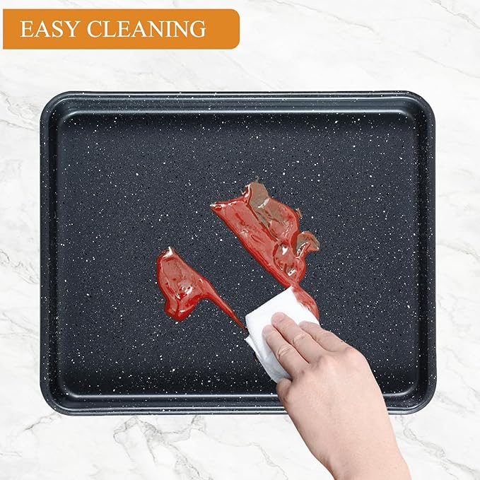 11 Inch Nonstick Baking Sheets Set of 2, Carbon Steel Cookie Sheets for Baking, Heavy Duty & Stackable Baking Pans for Oven, Non Toxic & Easy Clean, 11x9 Inch Baking Trays