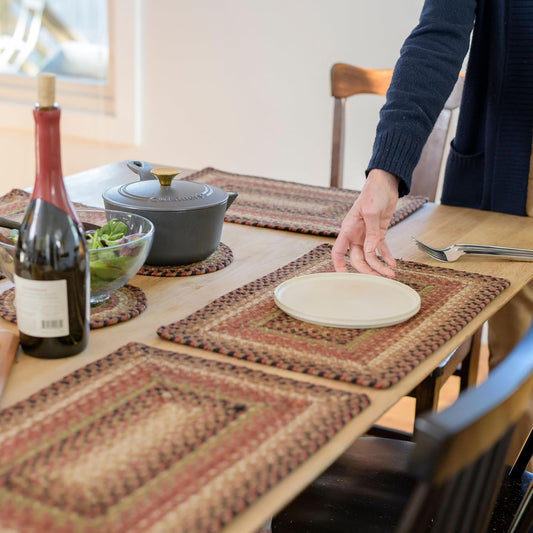 Homespice Gingerbread Dining Placemats, Warm Country Decor, Set of 6, Brown - 13x19 Rectangle Table Mats - Vibrant Colors, Durable, Easy to Clean and Protects Furniture