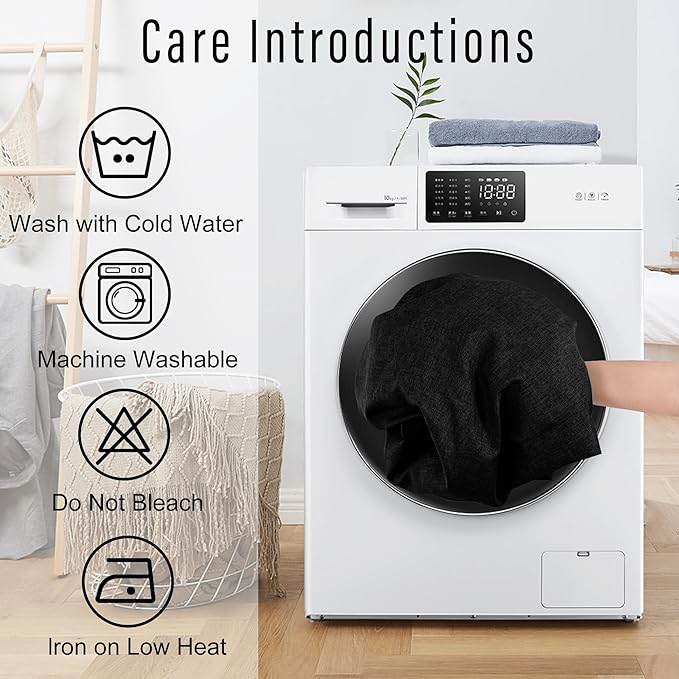 DWCN Black Table Cloth Rectangle - Faux Linen Fabric Waterproof Spill-Proof Wrinkle and Stain Resistant Tablecloths Decorative Farmhouse Table Cover for Kitchen Dining Party, 52 x 70 Inch