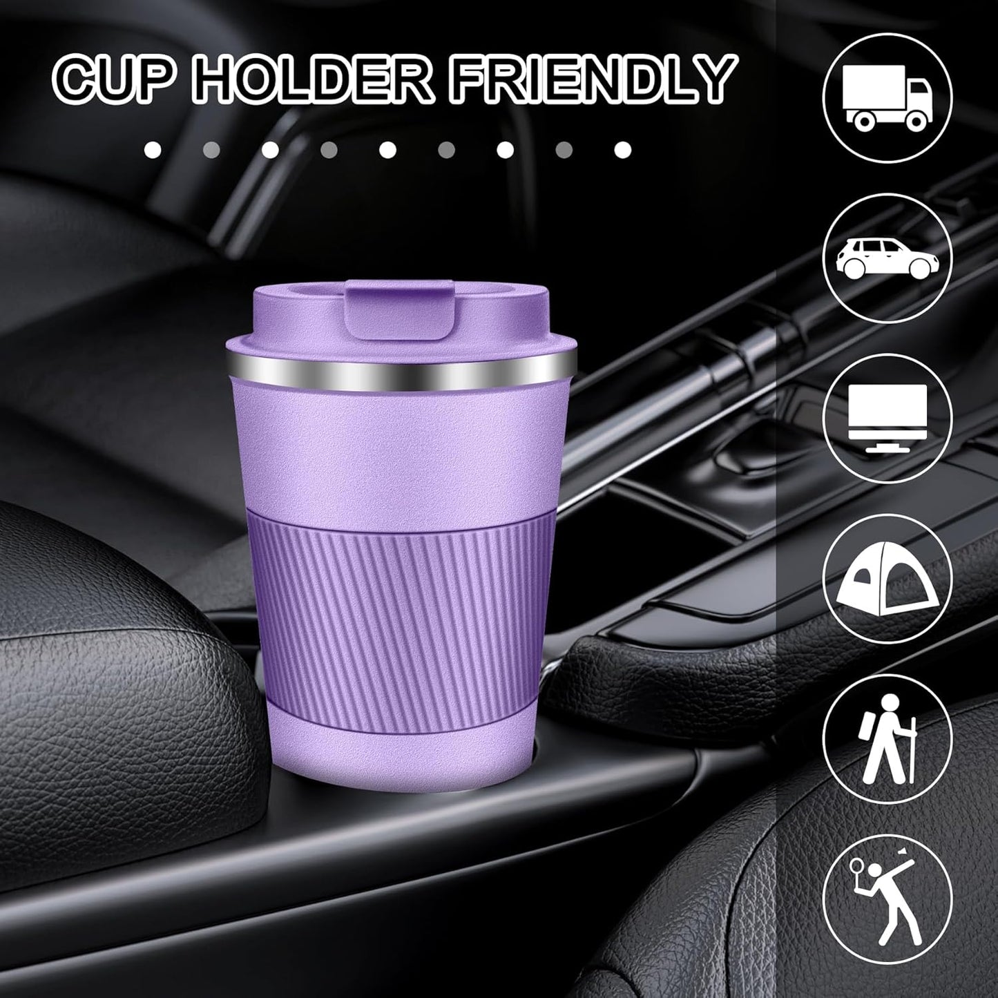 Coffee Travel Mug 12 oz & 17 oz Insulated Coffee Mug with Lid Portable Spill-Proof Coffee Travel Mug No Handle Reusable Stainless Steel Mug Keeps Cold and Hot Suitable for Car, Daily, Travel and Gifts