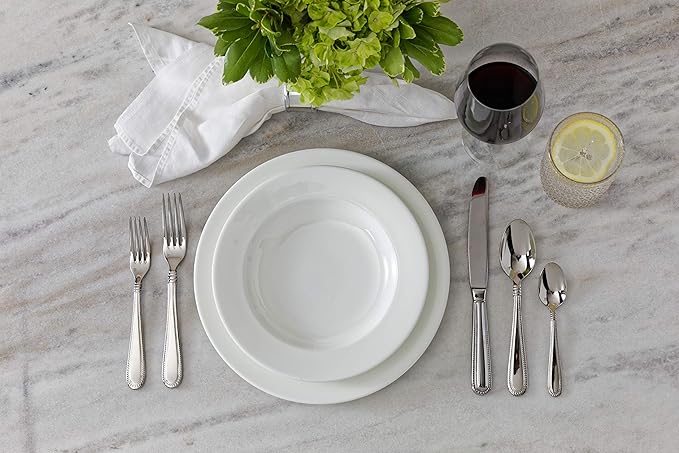 Fortessa Caviar 18/10 Stainless Steel Flatware, 5 Piece Place Setting, Service for 1