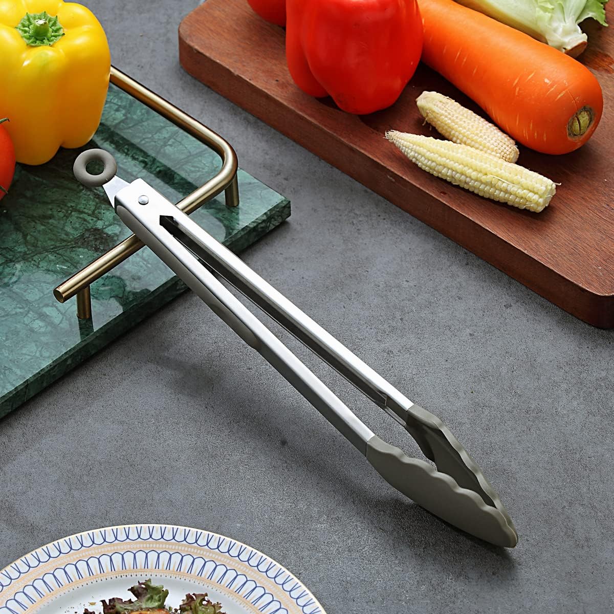 Berglander Cooking Tongs Heavy Duty Food Tongs For Cooking With Silicone Tips, Kitchen Tongs, Grill Tongs, Dishwasher Safe, Easy to Clean