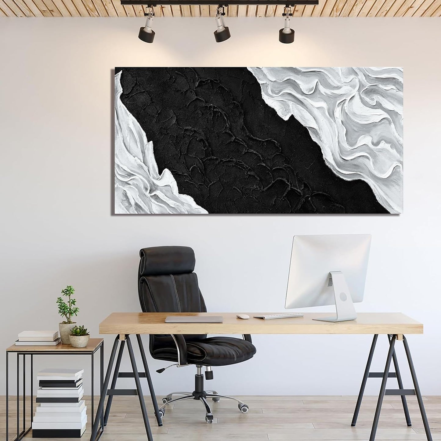 YISXINOAG Canvas Art Wall Decor Abstract Wall Art For Living Room Modern Canvas Prints Pictures For Wall Black And White Wall Art For Hotel Home Wall Decor 24x48 Inch